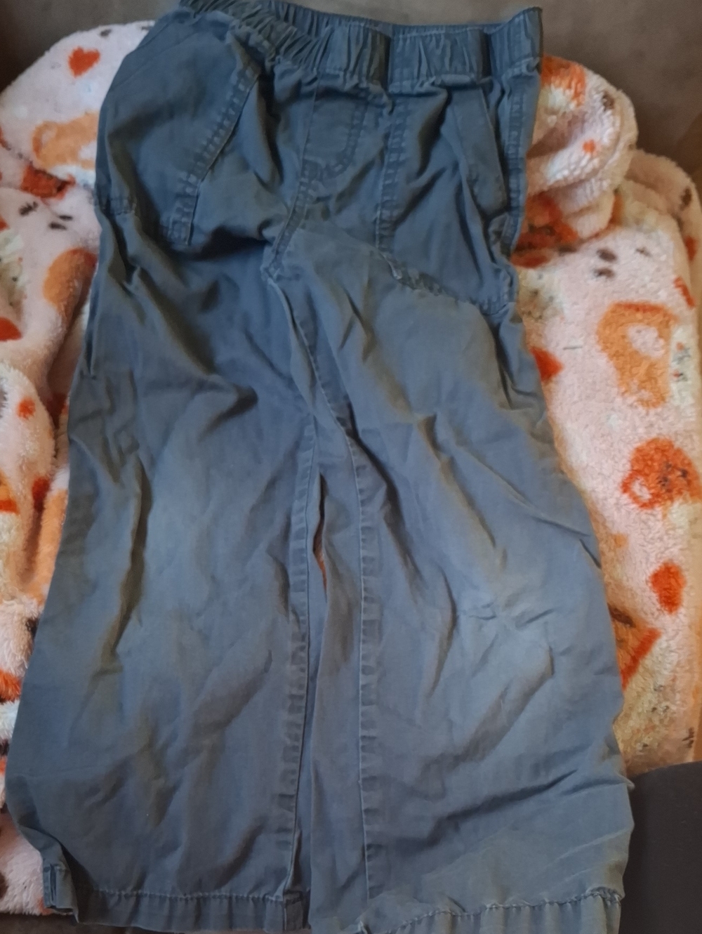 Gray Casual Elastic-Waist  Pants